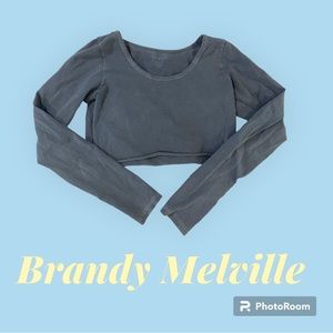 Brandy Melville (John Galt) cropped and distressed blue long sleeve, one size